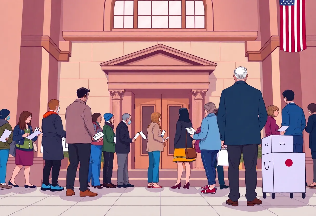 Voters at Boston city hall during elections
