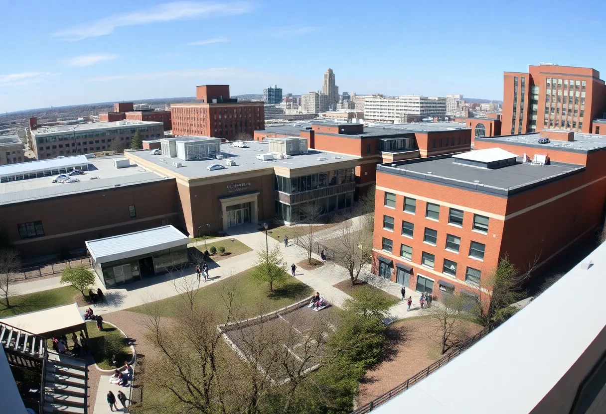 A collage of Boston high schools highlighting student engagement and modern facilities.