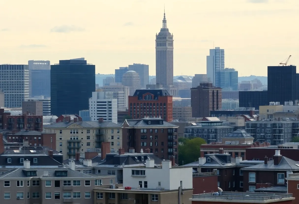 A scenic view of Boston's skyline showing a variety of residential buildings.