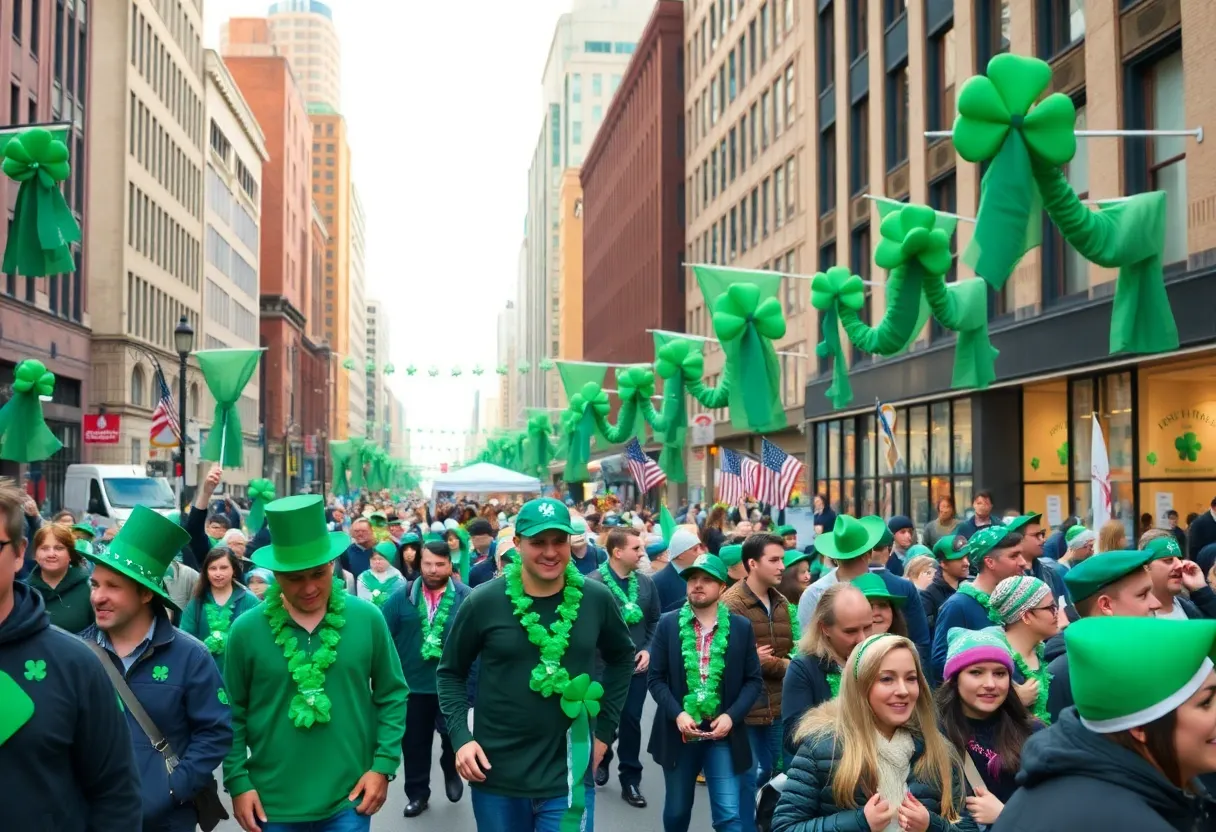 Crowds celebrating St. Patrick's Day in Boston