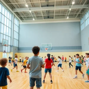 Renovated basketball gym at the Edgerley Family South Boston Boys & Girls Club