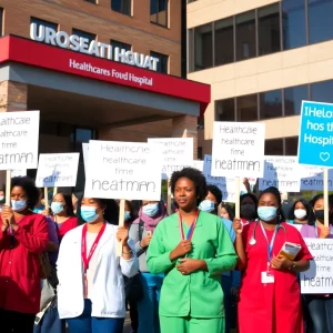 Community members rally against the closure of local hospitals in Massachusetts.