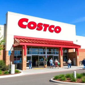 New Costco store in Sharon, MA with shoppers outside