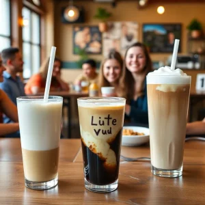 Dunkin' coffees with nondairy milk options and a dinner party scene