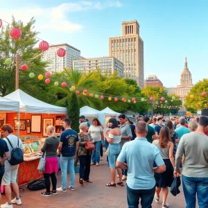 Crowd enjoying various free events in Boston