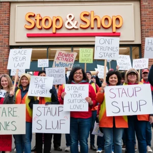 Rally of Stop & Shop workers protesting