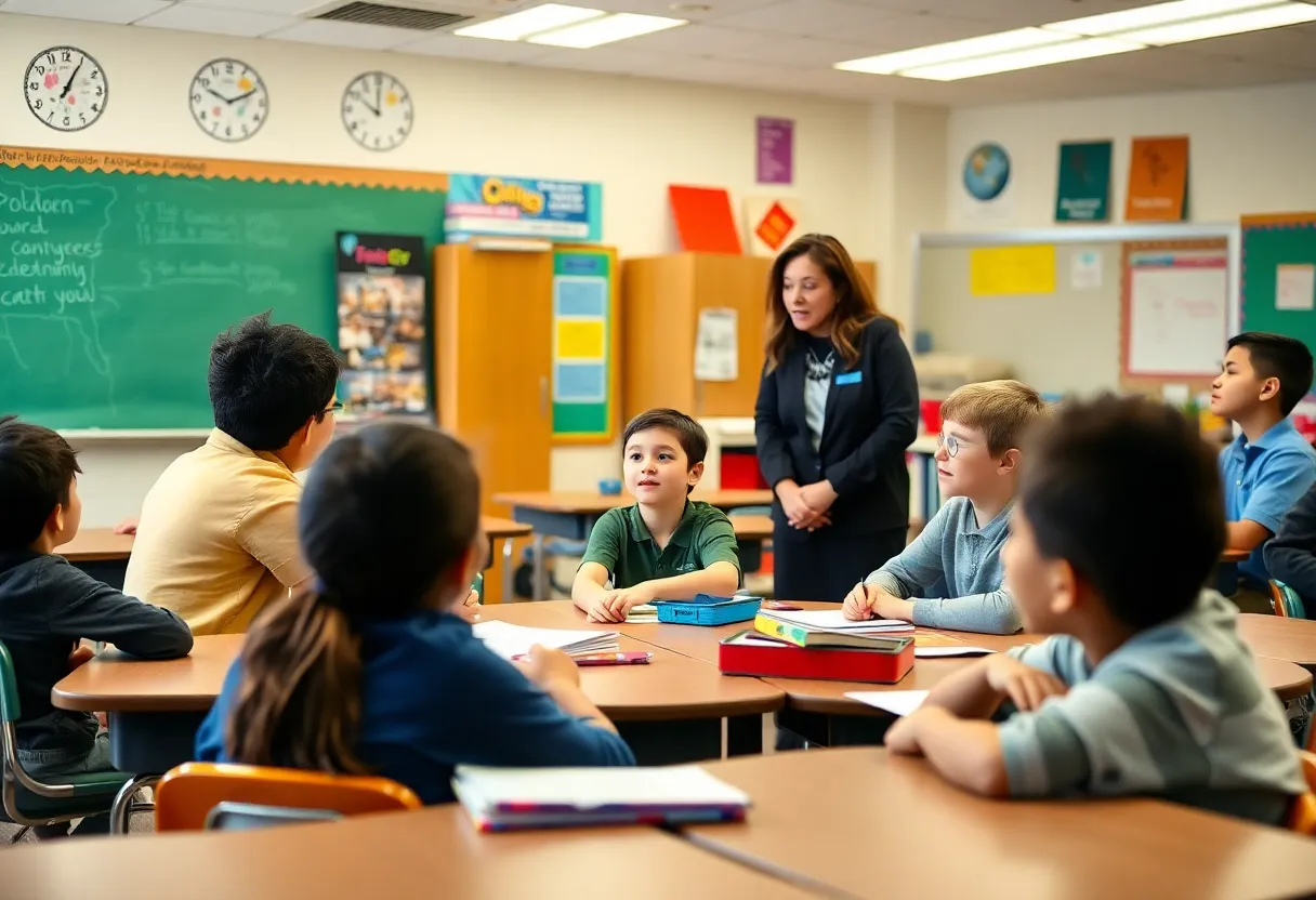 Students engaged in a classroom activity in a top-rated school in Greater Boston