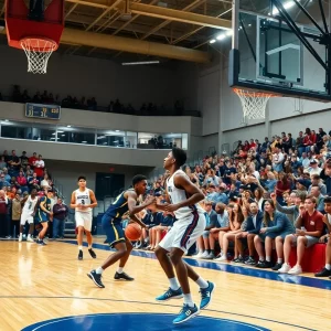 Keene State men's basketball team in action during a game