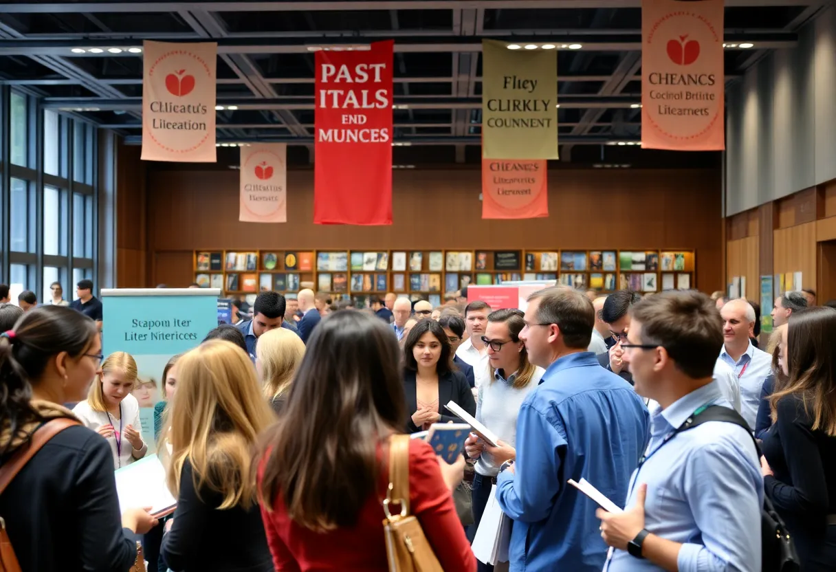 Attendees engaged in discussions at the Literature in Portuguese Language Conference in Boston.