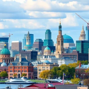 Cityscape of Massachusetts showcasing a blend of history and modern technology.