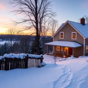 Peaceful winter view in Massachusetts representing gas bill relief