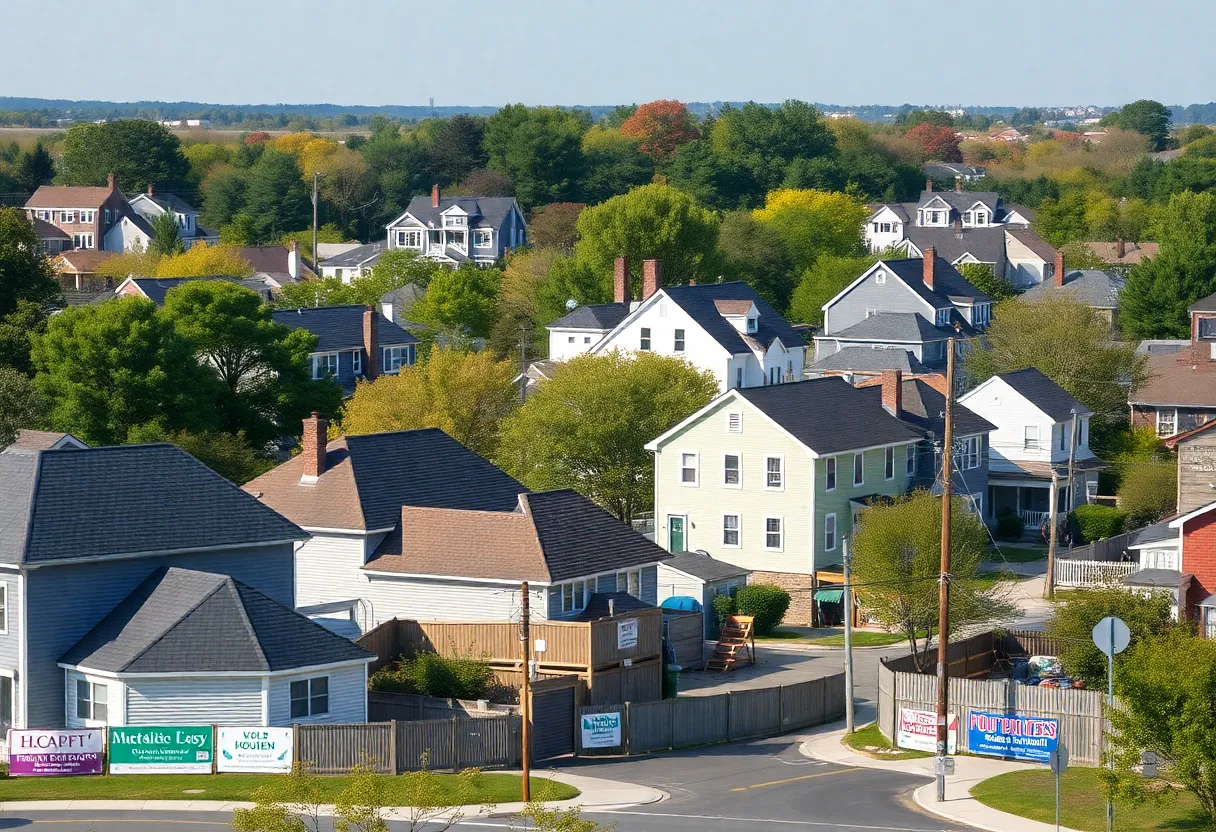 A diverse neighborhood in Massachusetts representing the housing crisis