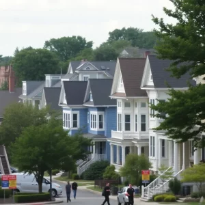 Neighborhood in Massachusetts with ongoing housing developments