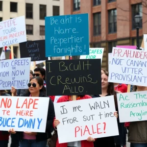 Massachusetts residents protesting against Trump policies