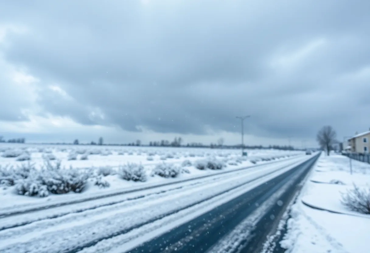 Mixed precipitation in New England with rain and snow