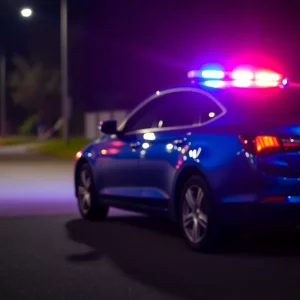 Police responding to a child endangerment situation at night