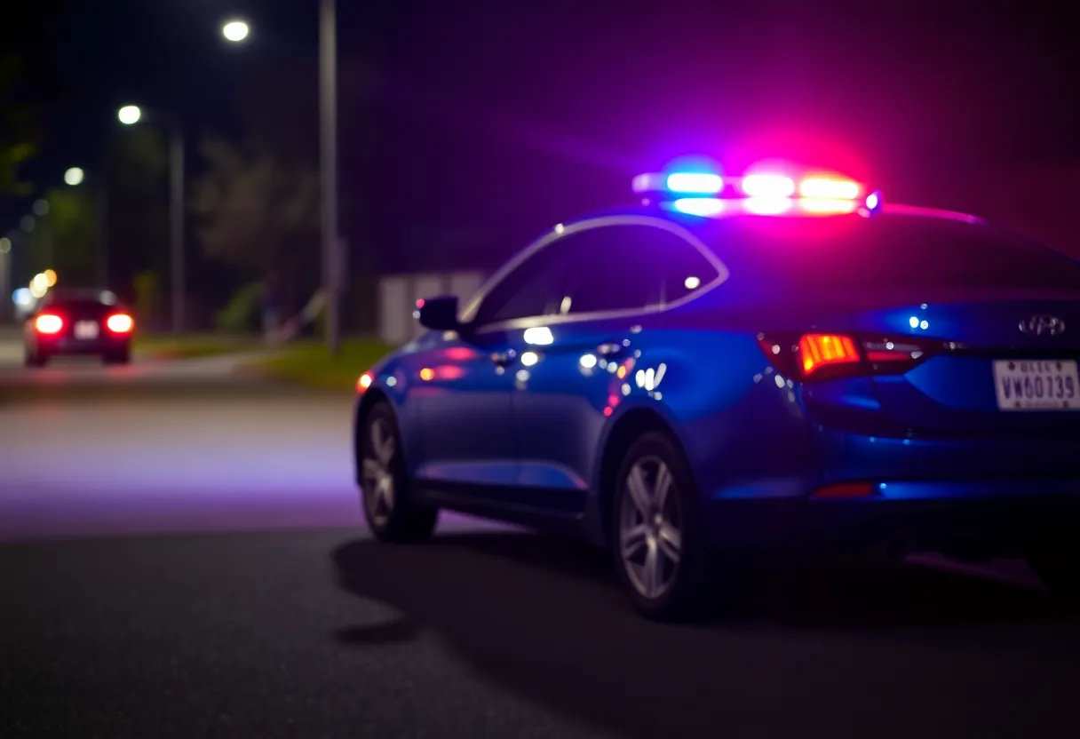 Police responding to a child endangerment situation at night