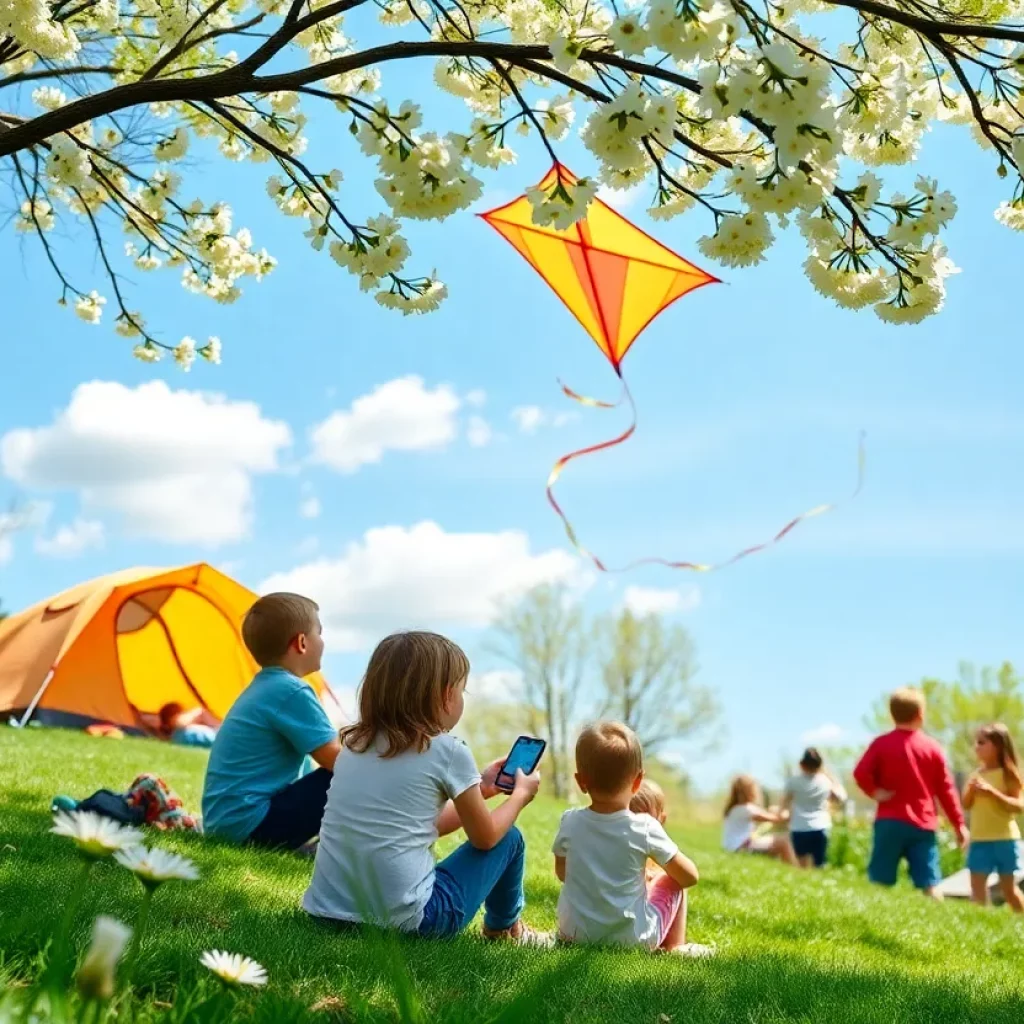 Families enjoying spring activities in New England with camping and outdoor fun.