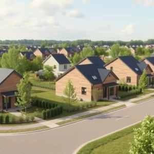 New small homes designed for affordable living in a suburban area