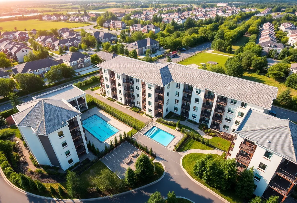 A visual representation of the Alta Abington Station housing development in Abington, MA.