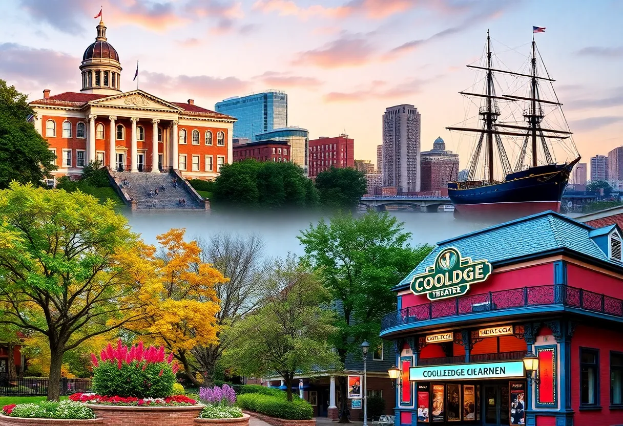 Collage of iconic attractions in Boston