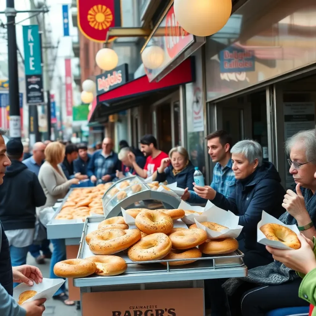 A variety of bagels served in a Boston restaurant