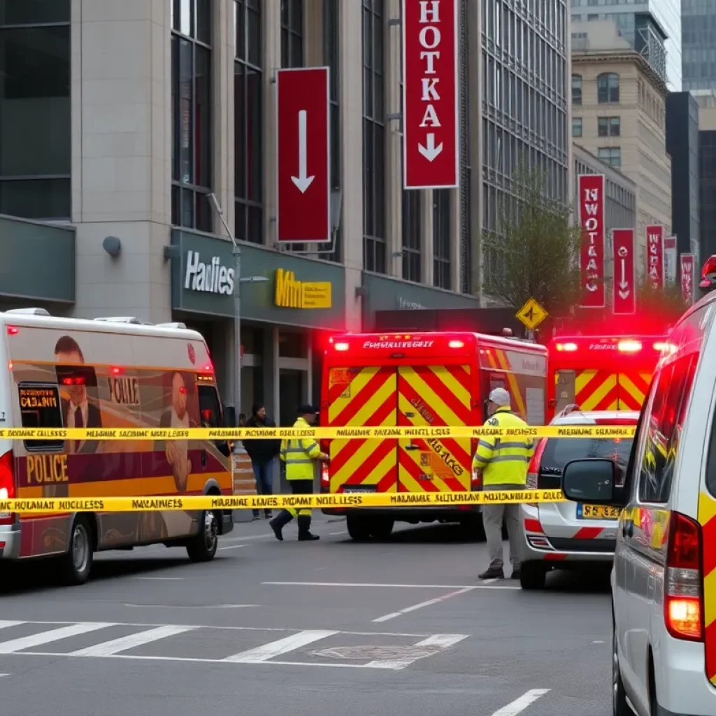 Emergency response to a chemical spill at the Citizen M Hotel in Boston.