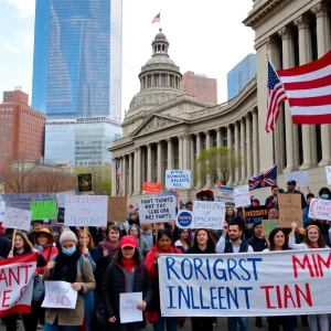 Rally at Boston City Hall supporting immigrant rights