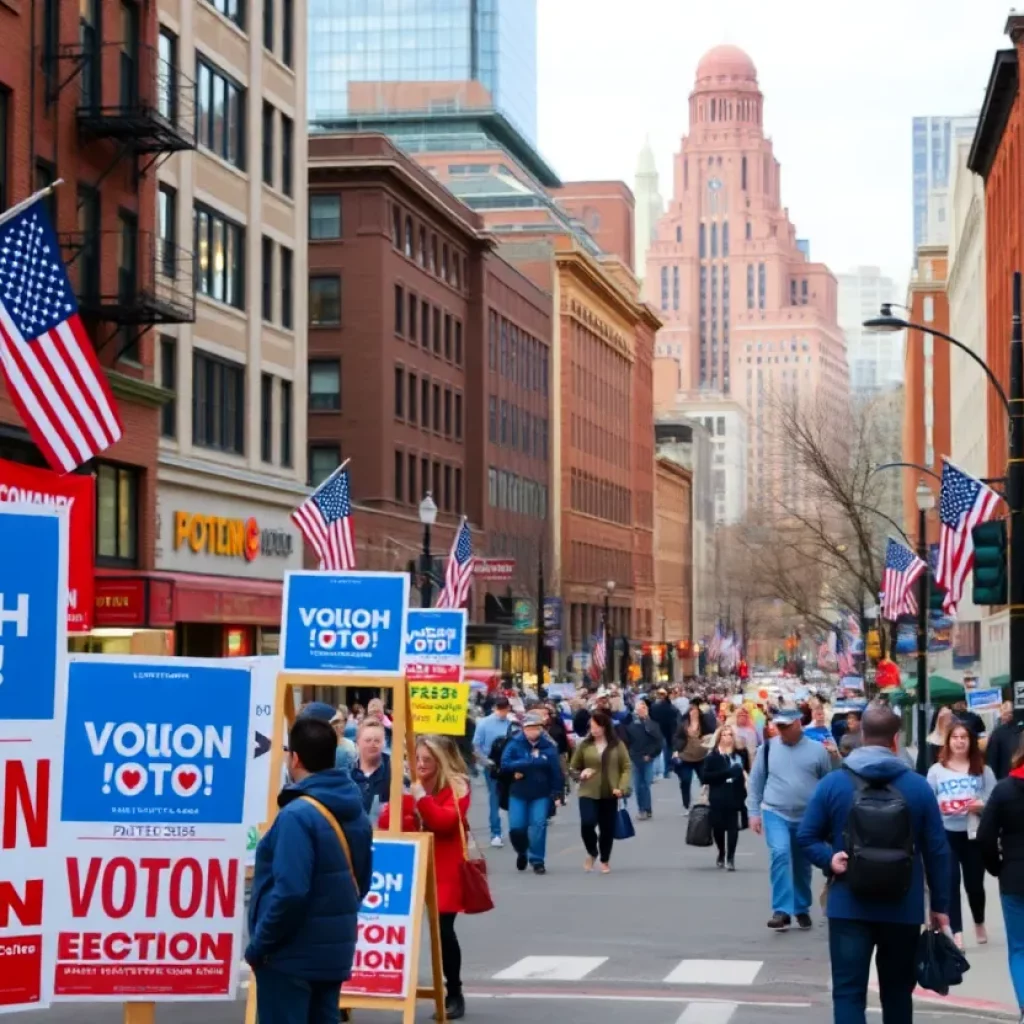 Voters and campaign posters in Boston during the mayoral election season.
