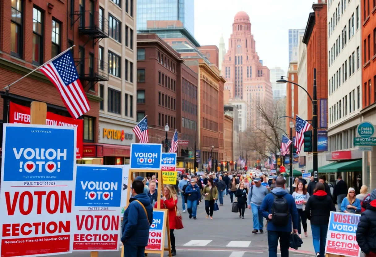 Voters and campaign posters in Boston during the mayoral election season.