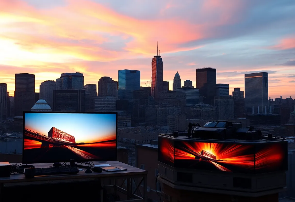 Boston city skyline showcasing media evolution