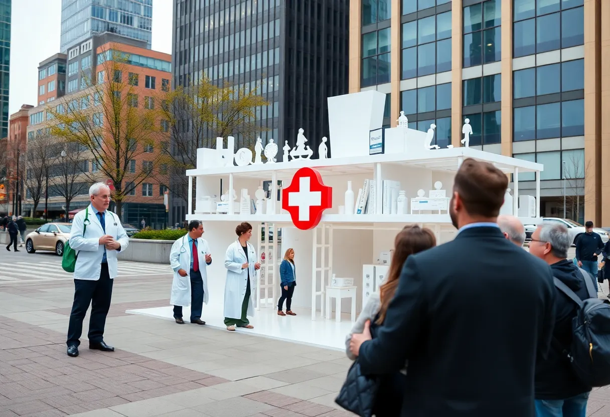 A modern urban healthcare infrastructure representing Boston's pandemic preparedness efforts.