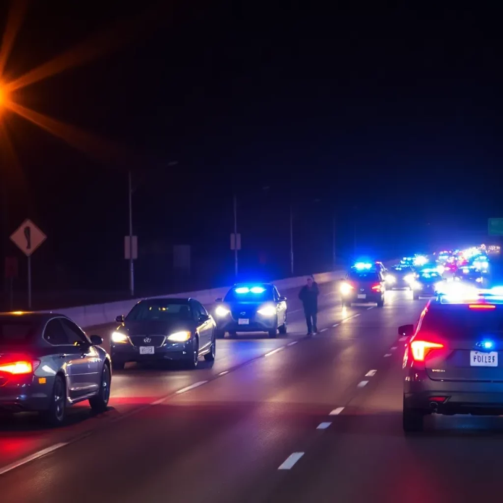Chaos in Boston as police respond to traffic incidents at night.