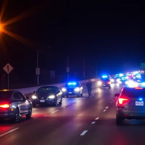 Chaos in Boston as police respond to traffic incidents at night.