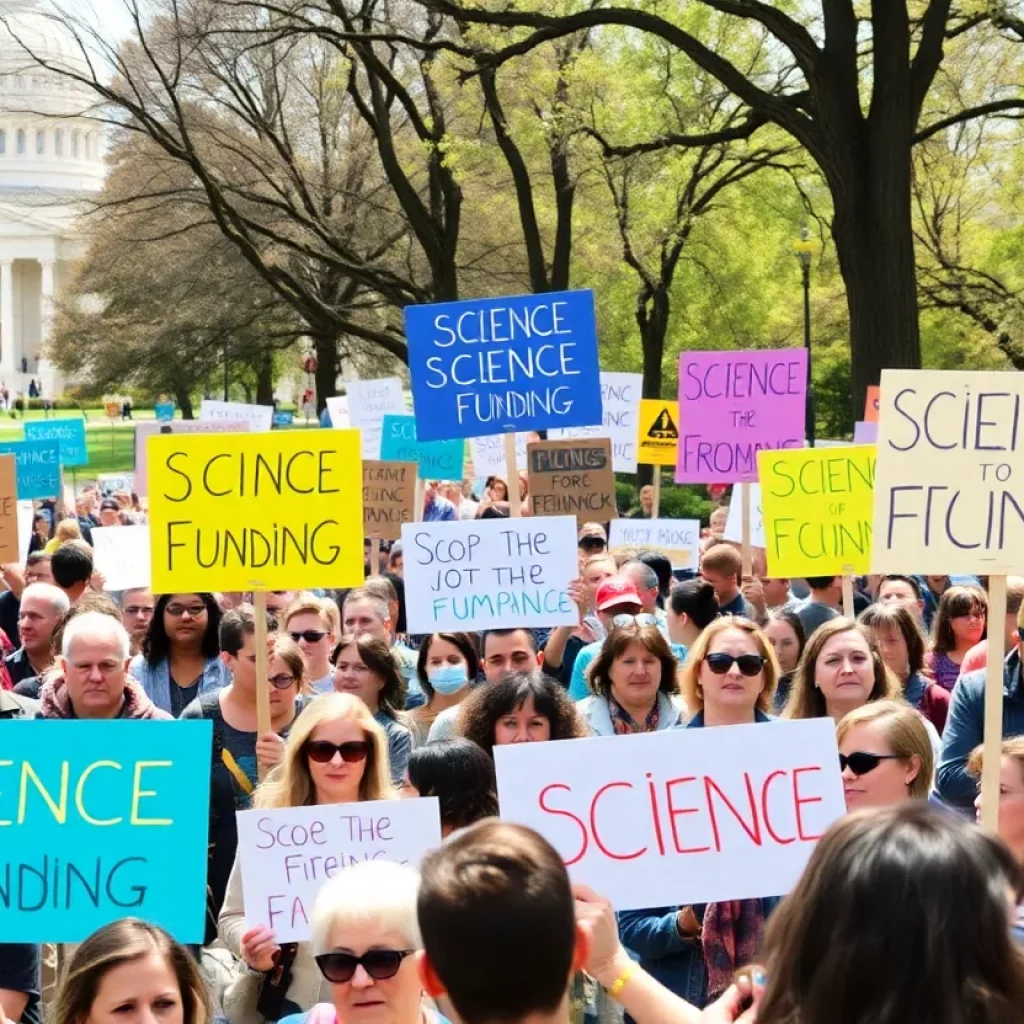 Crowd at Boston rally advocating for science funding