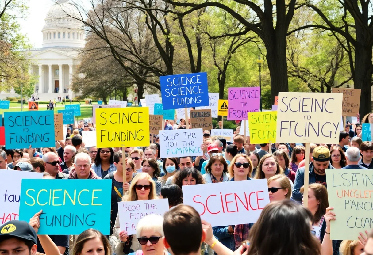 Crowd at Boston rally advocating for science funding