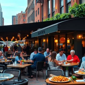 A vibrant restaurant in Boston's Seaport District