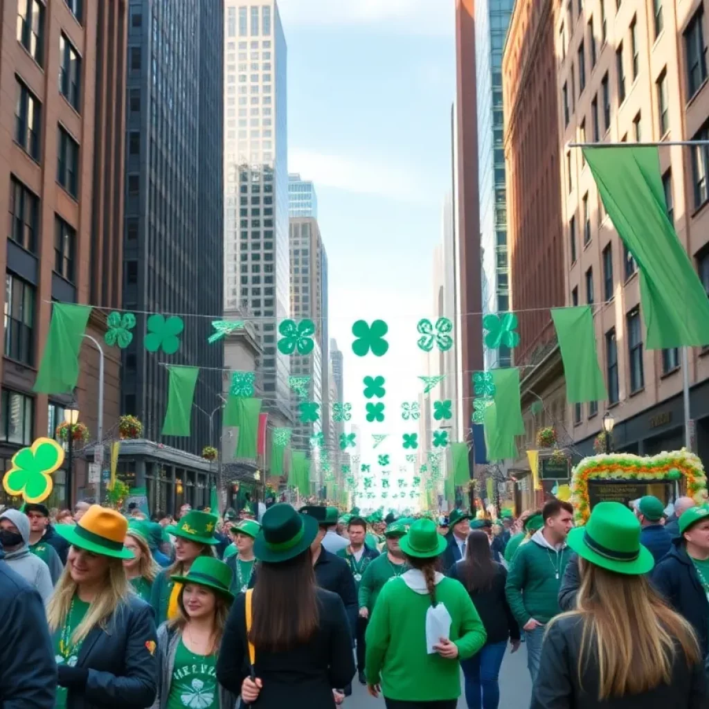 Crowd enjoying the St. Patrick's Day parade in Boston