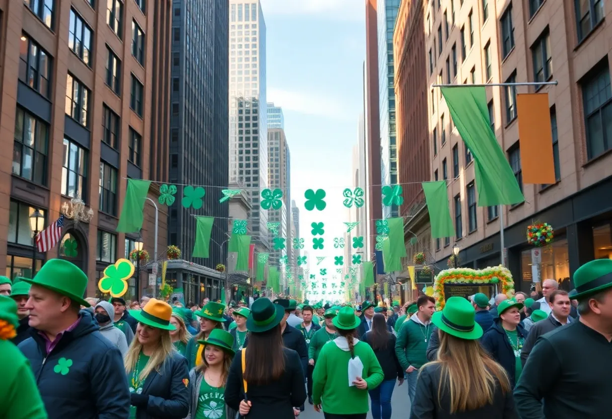 Crowd enjoying the St. Patrick's Day parade in Boston