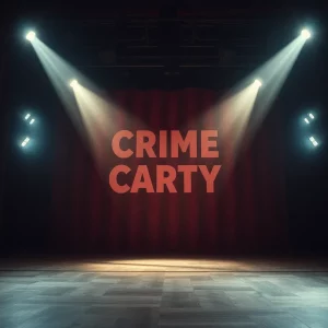 Theatrical scene depicting crime and charity theme