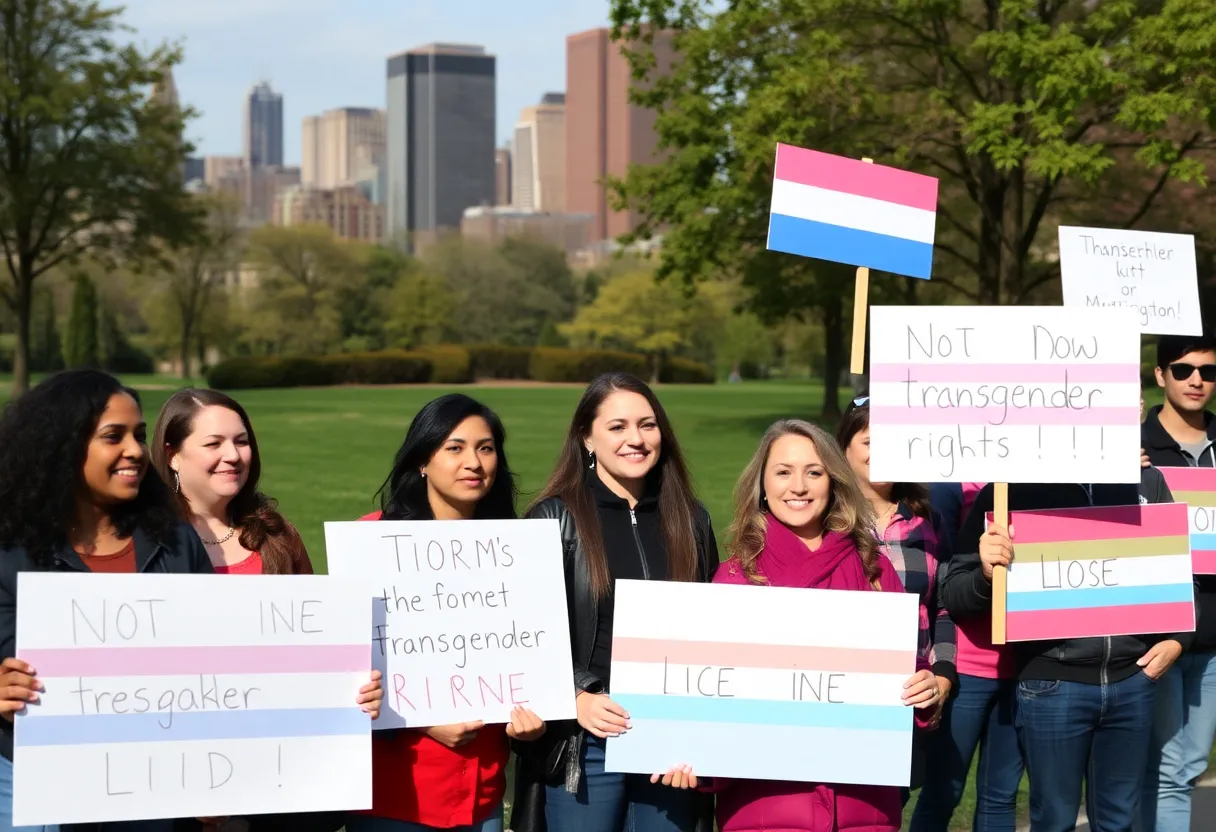 Supporters advocating for transgender rights in Boston