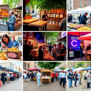 Collage of weekend events in Boston including food feasts and music festivals