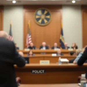 A representation of a political meeting in crisis