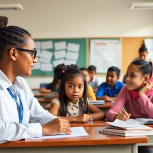 Students and teachers in an engaging classroom setting focused on learning