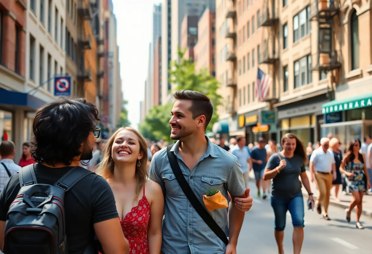 People enjoying a beautiful summer day in New York City