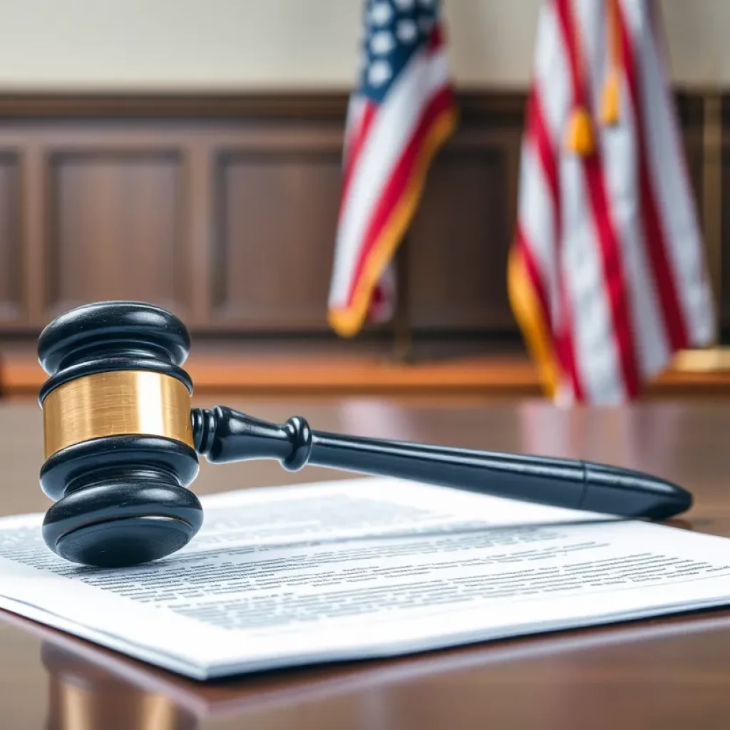 Gavel and legal documents in a courtroom
