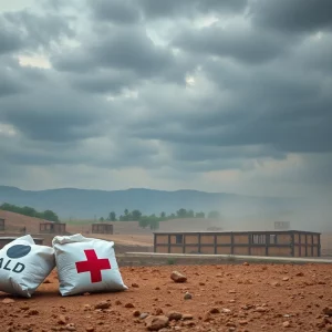 Conceptual image representing international aid and conflict