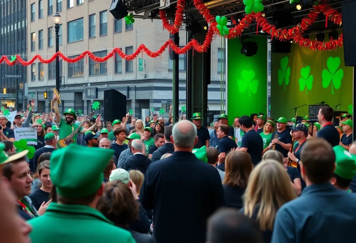 Crowd at Dropkick Murphys concert during St. Patrick's Day in Boston