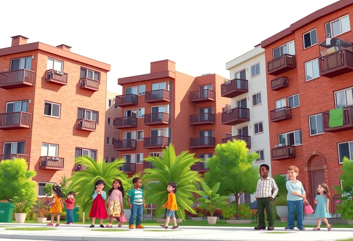 Families in a community space at Fairlawn Estates