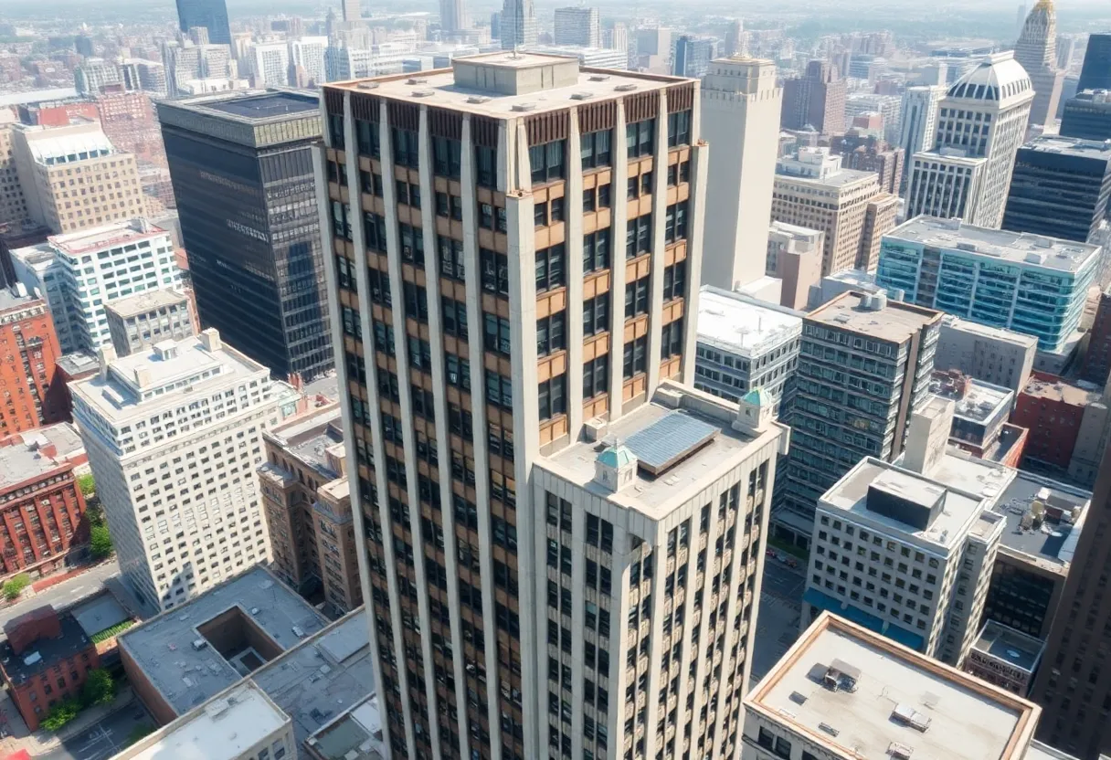 View of the Federal Street office complex including 75 and 101 Federal Street buildings